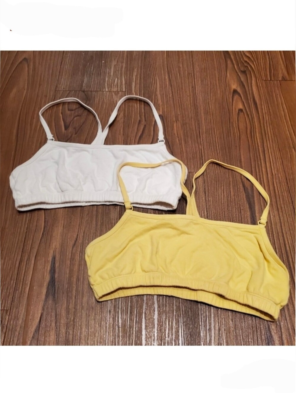 2 Fruit of Loom Racerback Sports Bra Yellow White Low Impact Yoga Walk Gym Sport
